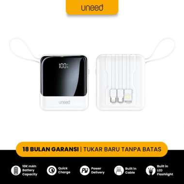 UNEED MultiBox DF10 Powerbank Built in Cable QC 10000mAh 22.5W- UPB244 White