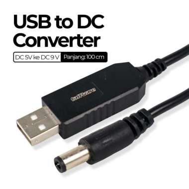 USB Converter Adapter Power Boost Line DC 5V to DC 9V 0.9A - Black Black