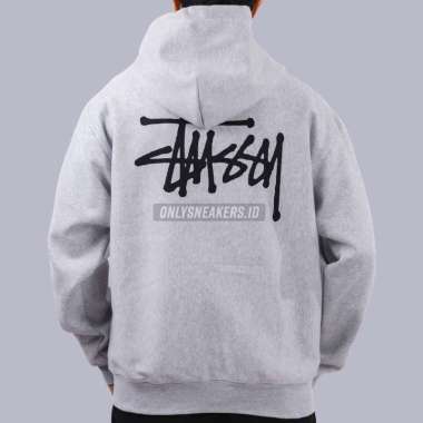 STUSSY BASIC STUSSY ZIP ASH HEATHER HOODIE (100% AUTHENTIC) L