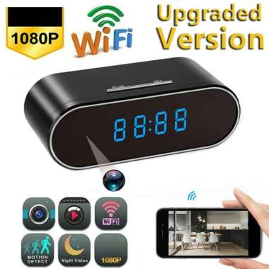 Kamera Pengintai Tersembunyi Model Jam Meja WiFi P2p HD Clock Camera Spycam Real Time Android Ios HD