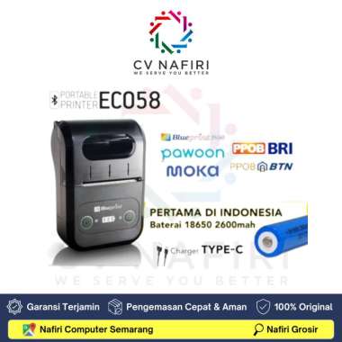 PORTABLE PRINTER THERMAL MINI BLUETOOTH BLUEPRINT ECO58 ECO 58 BATERAI 18650