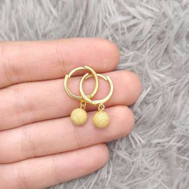 anting wanita model jipsi bandul bola pasir simpel elegan emas