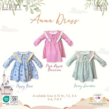 Libby Anna Dress Terusan Baju Perempuan Anak Bayi blue 6-12m