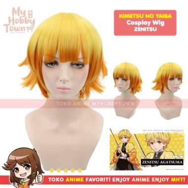 Wig Cosplay Anime Kimetsu no Yaiba Demon Slayer : Zenitsu Agatsuma