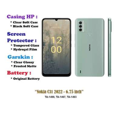 Nokia C31 2022 - 6.75 inch- Case - Screen Protector - Battery - Dll Hydrogel