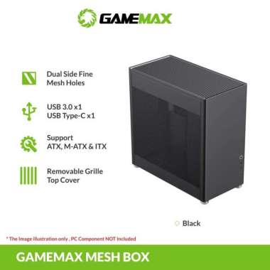PC Case Gaming Gamemax Mesh Box Pro Black ATX - Casing Komputer ATX