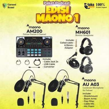 PAKET PODCAST FULL MAONO 2 ORANG - MAONO AU AM200 - MAONO AU A03 Desk Stand