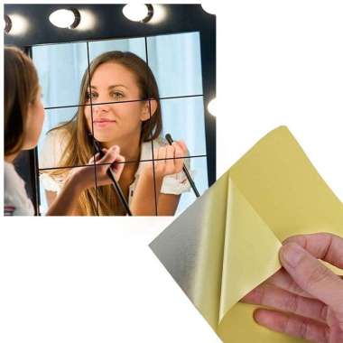 Stiker Dinding Kaca Cermin Mirror Wall Sticker Dinding Wallpaper isi 9 pcs bentok kotak