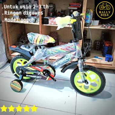 sepeda anak laki laki cowok usia 3 tahun ukuran 12 inc roda 4 murah - Multicolor