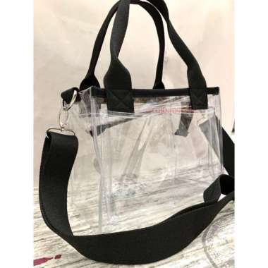 Tas Tote selempang Wanita 2 Kantong Mika PVC Tebal Premium 26x13x20 Pink Fanta