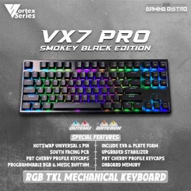 Vortex Series VX7 Pro Smokey Hotswap South Facing Mechanical Keyboard Multivariasi Multicolor