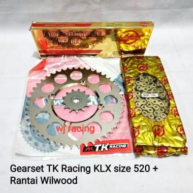 Gear Set TK Racing KLX 150 size 520 + Rantai Wilwood Chrome