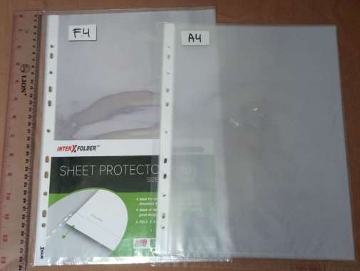 Map Sheet Protector Perforated Bolong Lubang Samping Plastik Plastic Pocket 10pcs F4 Folio READY STO