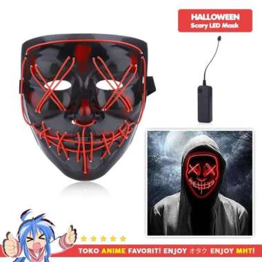 Topeng Halloween Seram Scary LED Cosplay Kostum
