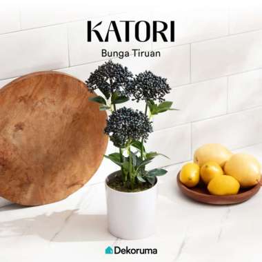 Dekoruma KATORI Bunga Tiruan Hydrangea dalam Pot Putih