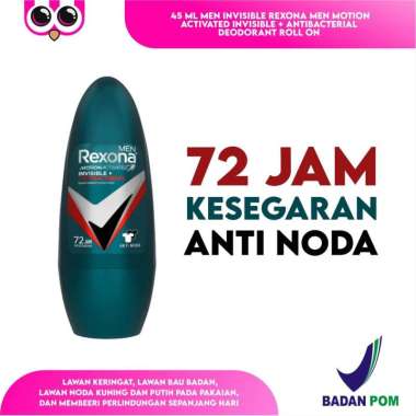 45 ML MEN INVISIBLE REXONA MEN MOTION ACTIVATED INVISIBLE + ANTIBACTERIAL DEODORANT ROLL ON ANTIPERS