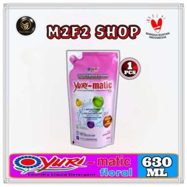 Yuri Matic Laundry Liquid Detergent Floral - 630 gr (Kemasan Satuan)