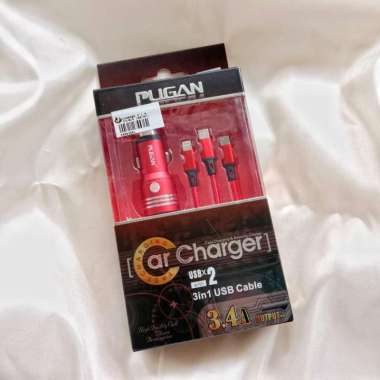 Charger HP Mobil 3in PUGAN, 5V-3.4A 2 Port USB Fast Charging Merah