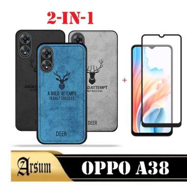 Case DEER OPPO A38 4G Softcase Motif Jeans Casing Handphone hardcase silicon terbaru Free Tempered G