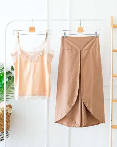 TANK TOP SET BATIK CAMISOLE GOLD BATIK MODERN KAMISOL SETELAN COKLAT BATIK PASTEL WANITA TANK TOP TA