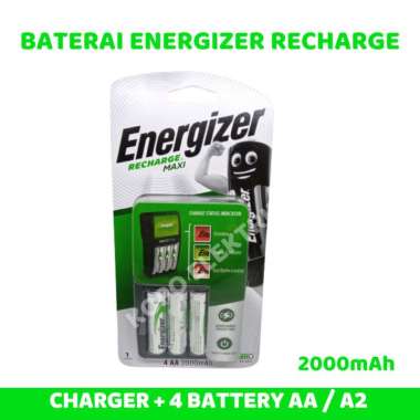 Charger Energizer MAXI AA / AAA Cas Baterai + 4pcs AA 2000Mah RECHARGE