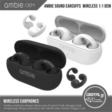 Ambie Sound Earcuffs Open Ear TWS Bluetooth Wireless Earphone OEM 1:1 Putih