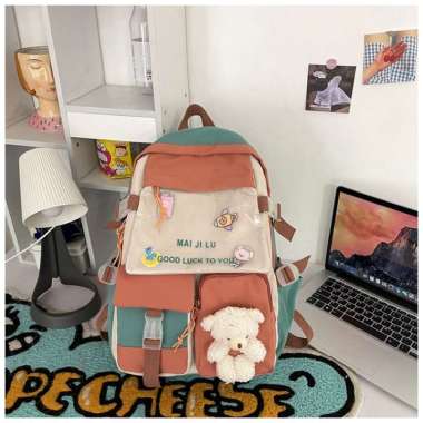 Tas Ransel Anak Perempuan Remaja SD SMP SMA Kuliah / Kado Anak Green