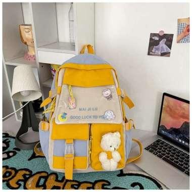 Tas Ransel Anak Perempuan Remaja SD SMP SMA Kuliah / Kado Anak Yellow