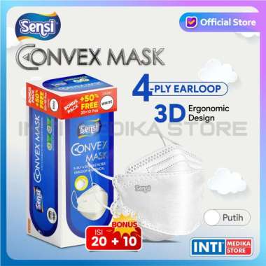 SENSI - Convex Mask 4 Ply | Masker Sensi | Masker Earloop 4 Ply Putih