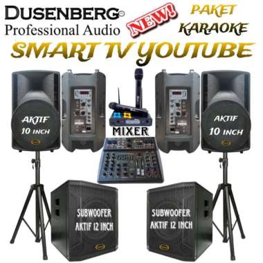 Karaoke Set Smart Tv Youtube DUSENBERG, 2 Subwoofer, 2 Speaker, 2 Mic