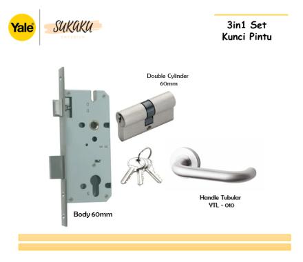 YALE 3IN1 YTL-010 KUNCI SET PINTU MORTISE HANDLE CYLINDER