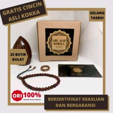 Gelang Tasbih Kaukah Bulat 33 Butir - Tasbih Kaukah Coklat Bersertifikat