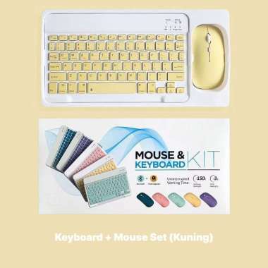 Mister GadgeD - Keyboard dan Mouse Set Bluetooth Komputer IPad Tab Android IOS Windows 10 Inci Kunin
