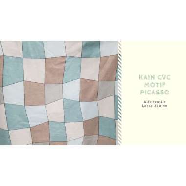 Kain Katun CVC Motif Picasso Hijau Lebar 240 Cm