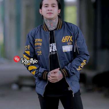 Jaket Bomber Kasual Printing Navy XL/STD