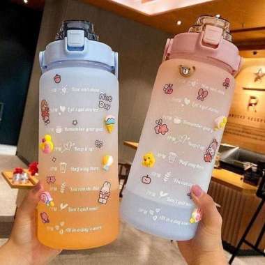 Botol Minum Motivasi 2 liter Gradasi / Botol QuiFit / Botol Tritan 2L 1065 BIRU ORANGE