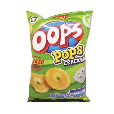 Oops POPS Crackers - Crispy Tasty Biscuit - 80 gr BESAR SOUR CREAM ONION