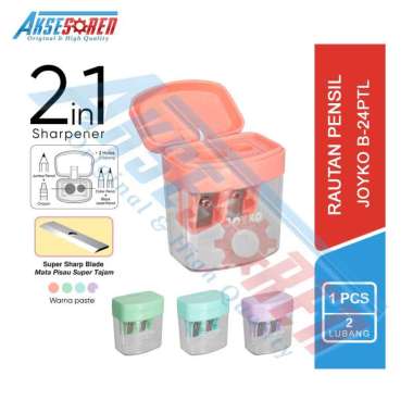 Aksesoren Rautan Pensil Joyko 2 In 1 [B-24PTL/1 Pcs] / Serutan Pinsil 2 Lubang Kerokan Pencil Sharpe