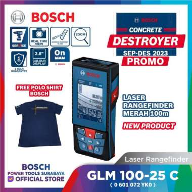 Meteran Laser Merah 100 meter Bosch GLM 100-25 C Outdoor & Indoor