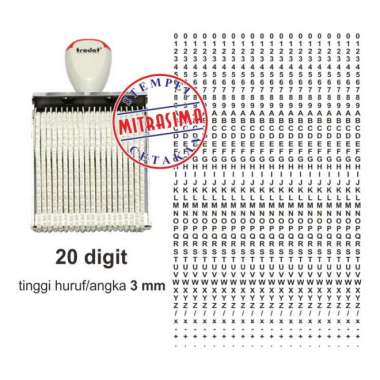 Stempel Huruf dan Angka Merk Trodat (Trade Mark) buatan Austria 3 mm 20 digit