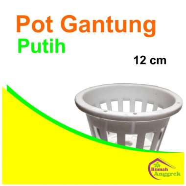 Pot Gantung Anggrek 12 cm Putih tanaman hias remaja dewasa dendrobium bulan cattleya bulat hitam pla