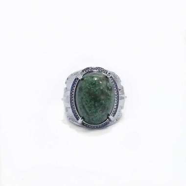 Cincin Batu Akik Natural Moss Agate Chalcedony / Badar Lumut Murah 01