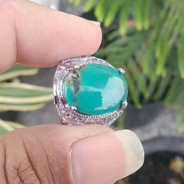 Cincin Batu Natural Pirus / Pyrus / Turquoise Persia Polos