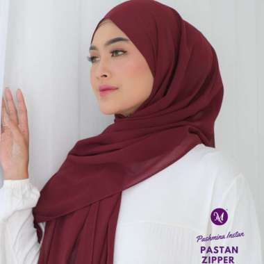 Milyarda Hijab Pashmina Instan Zipper Ceruti Kerudung Pashmina Resleting Jilbab Instan Sleting Bahan