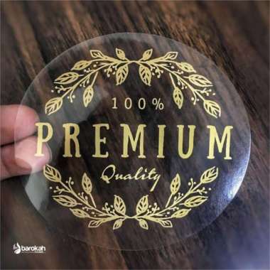 Sticker Transparan cetak tinta Metalik Emas, Silver, Merah, Biru diameter 3 cm Perak