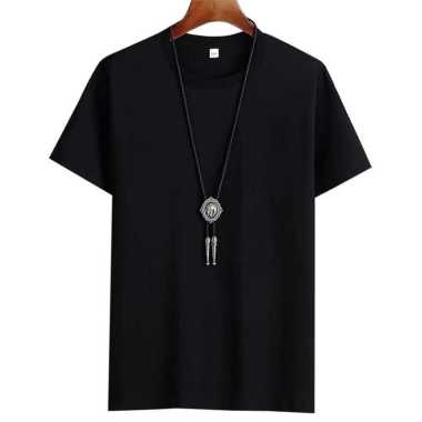 Baju Atasan Kaos Kasual POLOS Lengan Pendek Pria Hitam XL