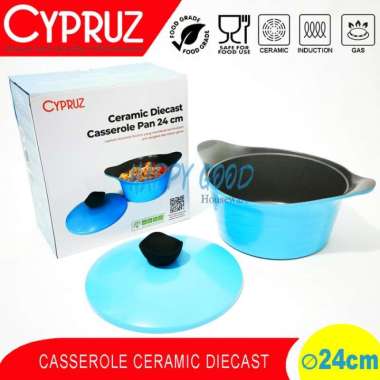 CYPRUZ 24cm CERAMIC DIECAST Casserole |Dutch Oven Induksi Anti Lengket 24CM CERAMIC