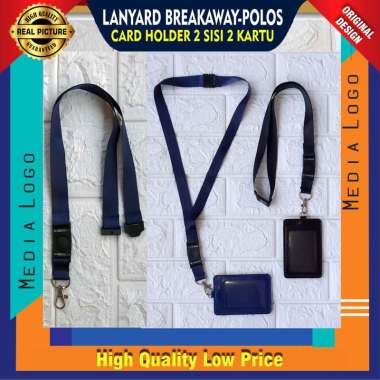 Lanyard BreakAway Polos Hitam-Navy (Pasang-Lepas belakang) Hitam Holder
