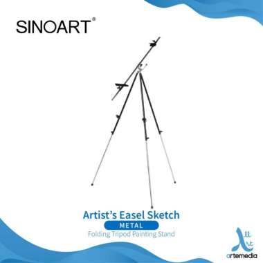 Easel Lukis Sinoart Artists Sketch Metal Folding Tripod Painting Stand Multicolor