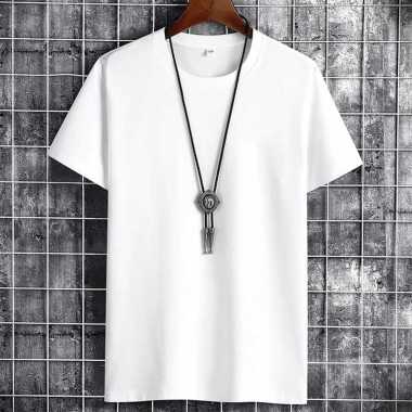 Baju Kaos Atasan Distro POLOS Lengan Pendek Pria Putih XL